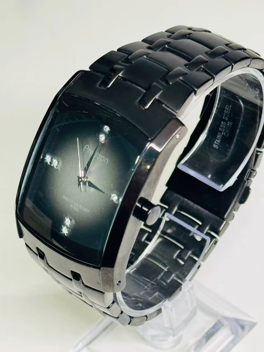 Armitron Men’s Quartz Watch 32mm Black Rectangle Crystal Dial New Battery Runs